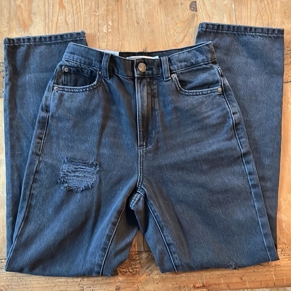 NWT Garage Denim Vintage Straight Black High Waist Distressed Jeans 0 24W - Picture 4 of 13